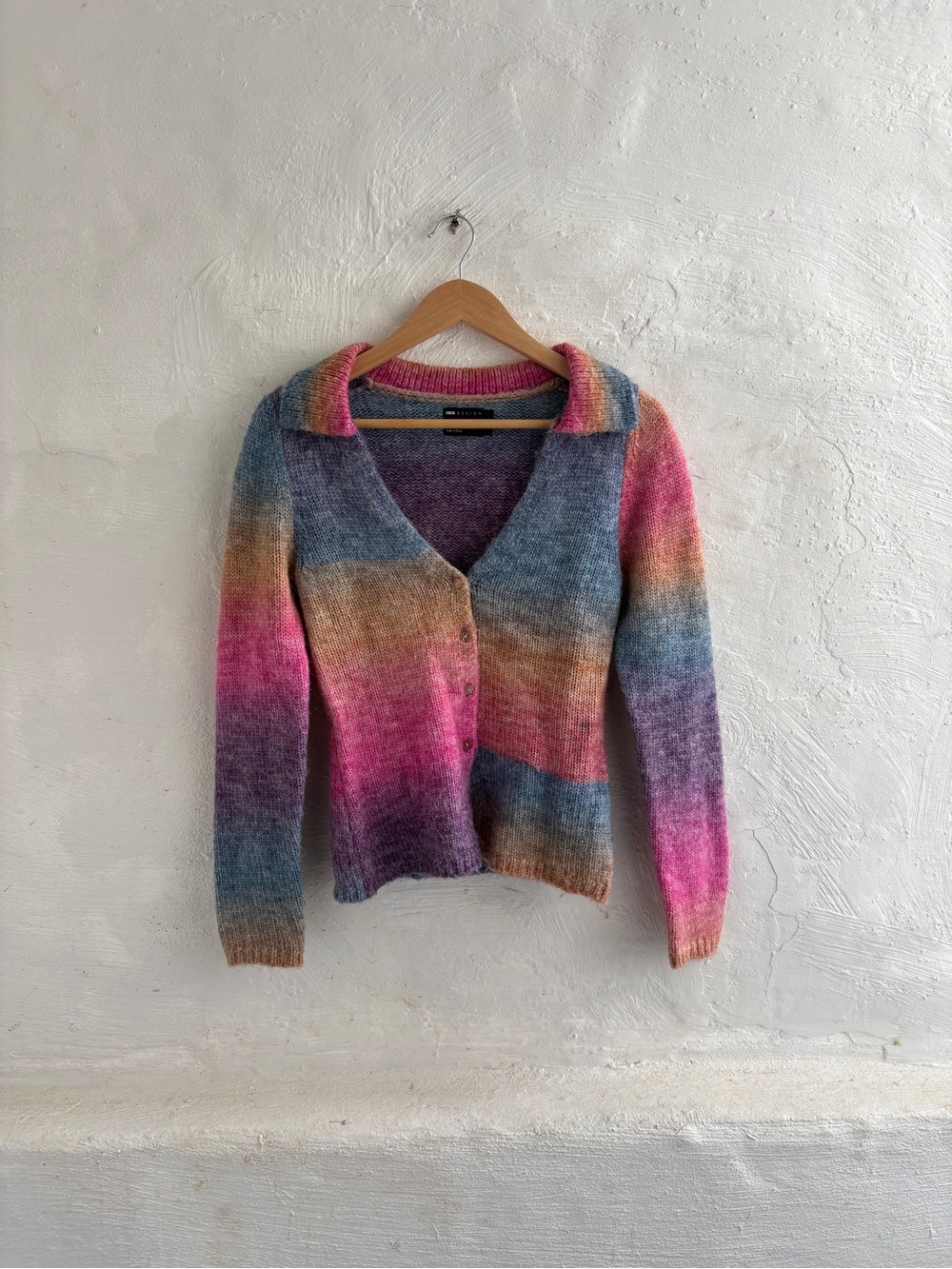 ASOS DESIGN Ombre Rainbow Knit Cardigan Sweater